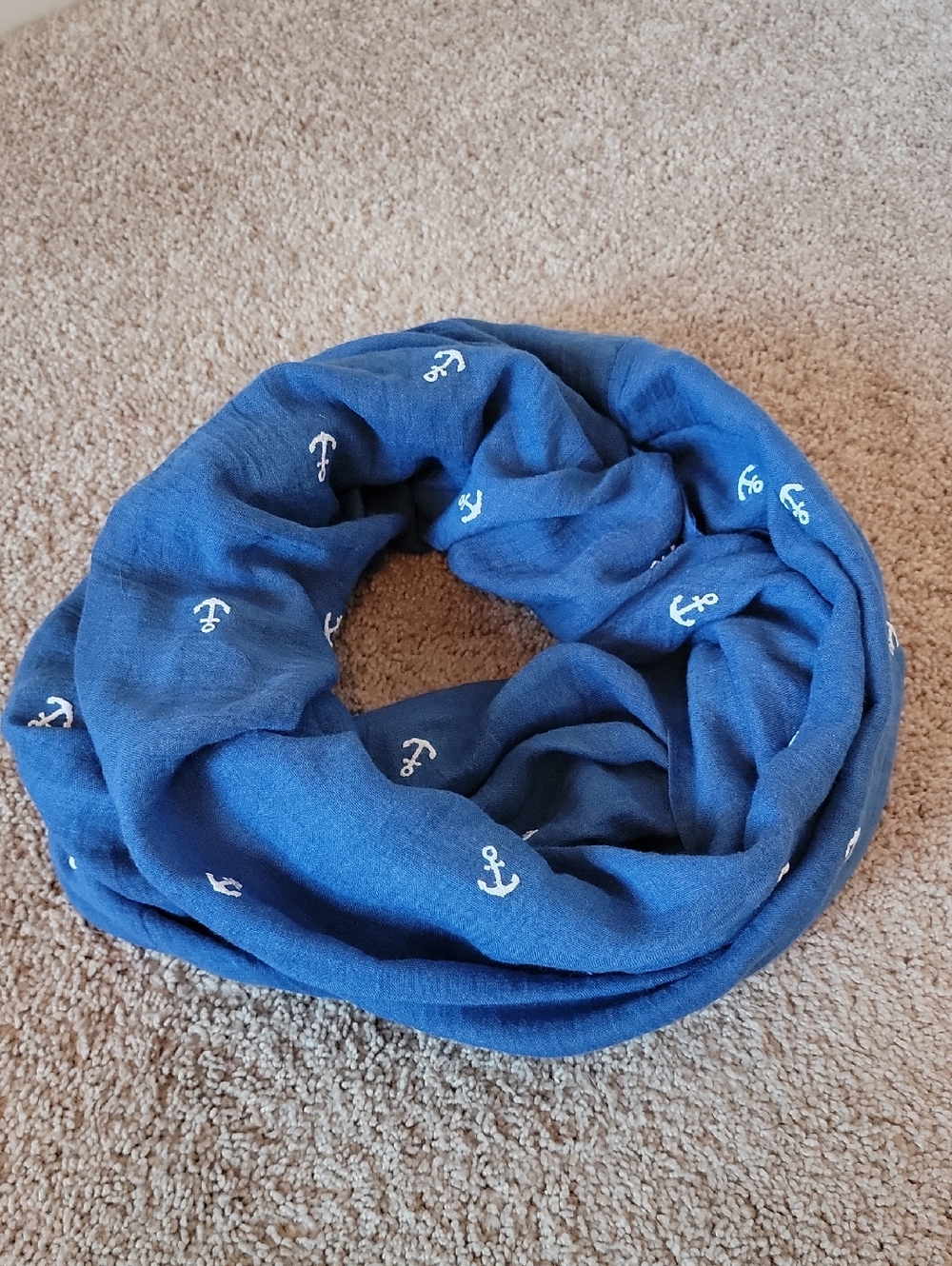 Blue Anchor Print Infinity Scarf
